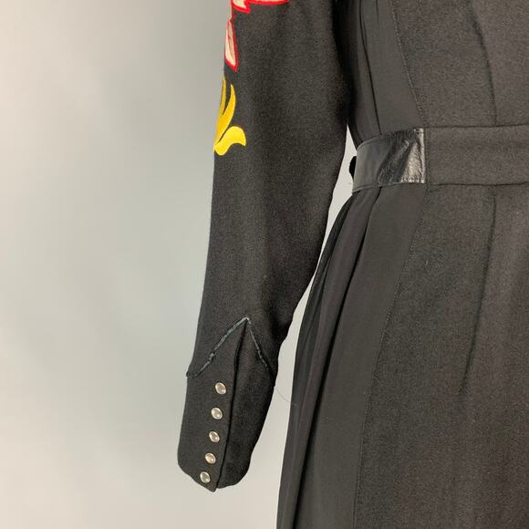 CHRISTIAN DADA Size XS Black Multi-Color Wool Embroidered Snaps Dress - Picture 4 of 6